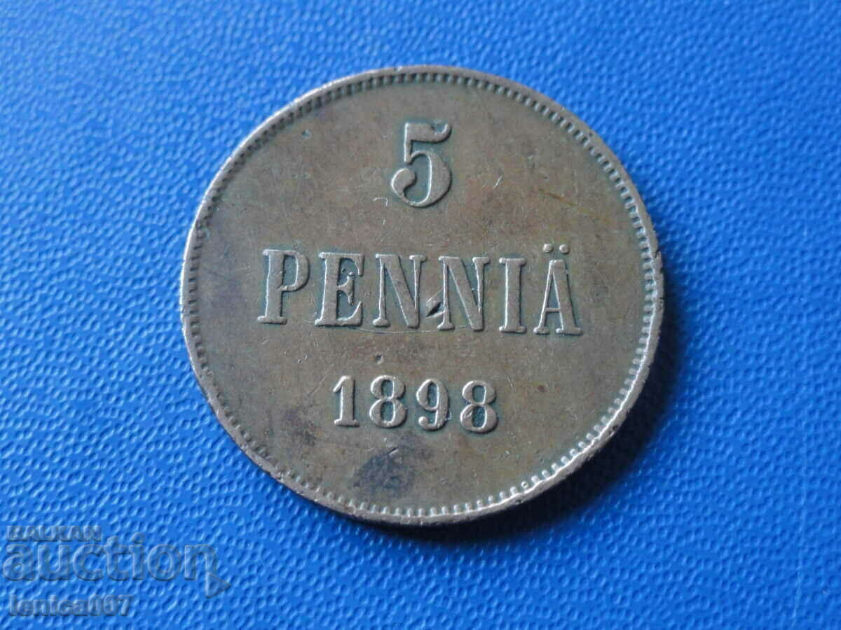 Русия (за Финландия) 1898г. - 5 пення - 5 Русия (за Финландия) 1898г. - 5 пення - 5