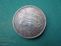 Италия 500 лири 1961 Сребро