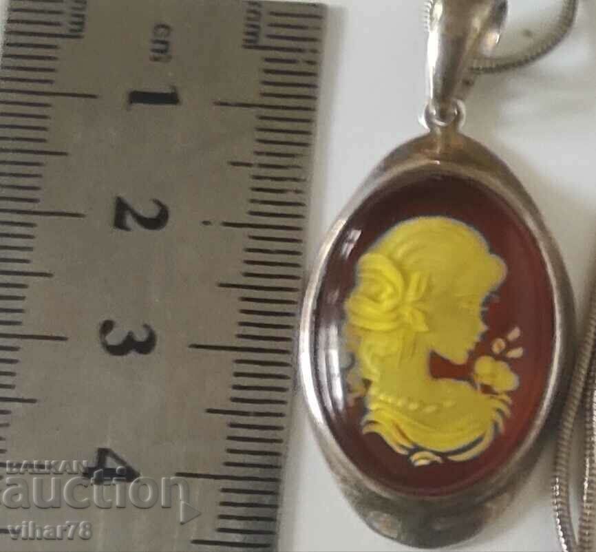 SILVER MEDALLION WITH AMBER with price 229.99 BGN | € 117.59 SILVER MEDALLION WITH AMBER with price 229.99 BGN | € 117.59