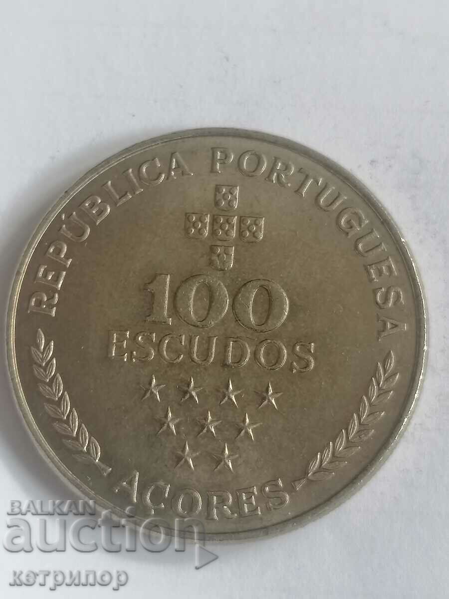 100 ескудо Азорски острови 1980 г.