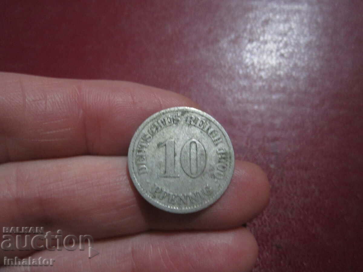 1900 год 10 пфенига буква J - Германия