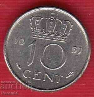 10 cents 1951, Netherlands