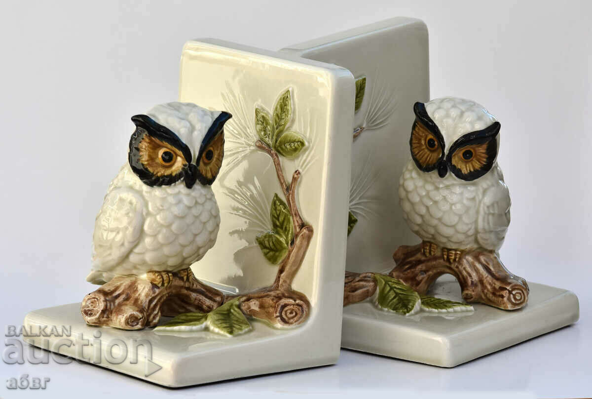 Book divider porcelain owls
