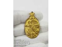 O insignă militară rară de cocardă românească din bronz aurit