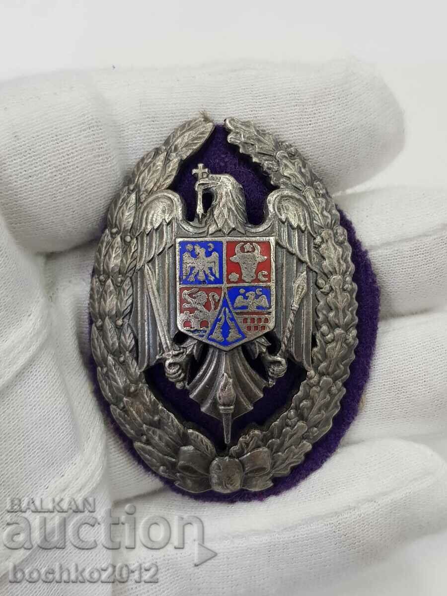 Много рядък румънски знак военна академия