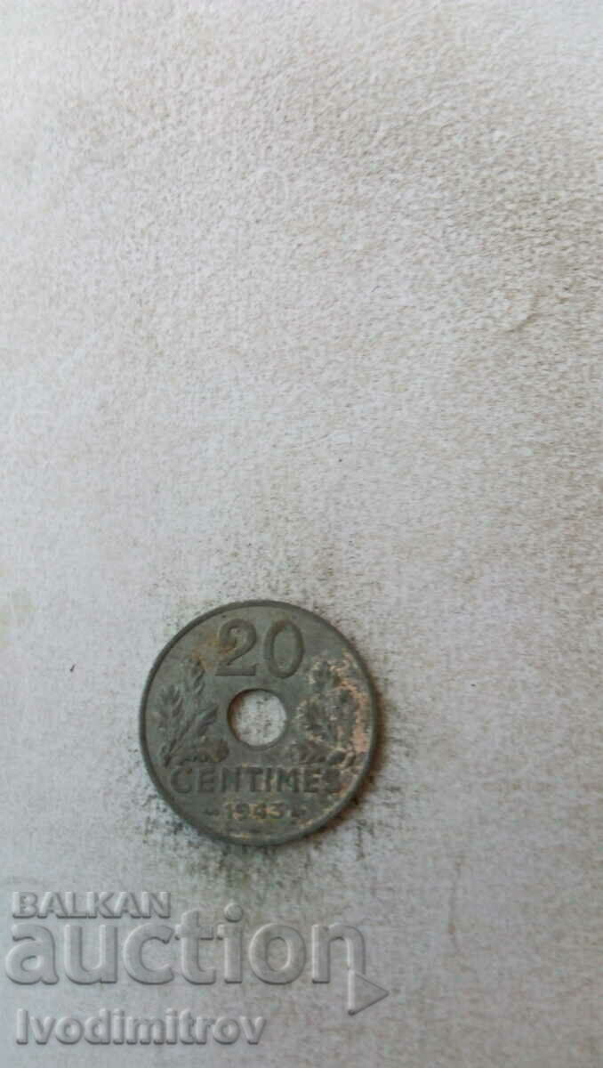 France HIGHER 20 centimes 1943