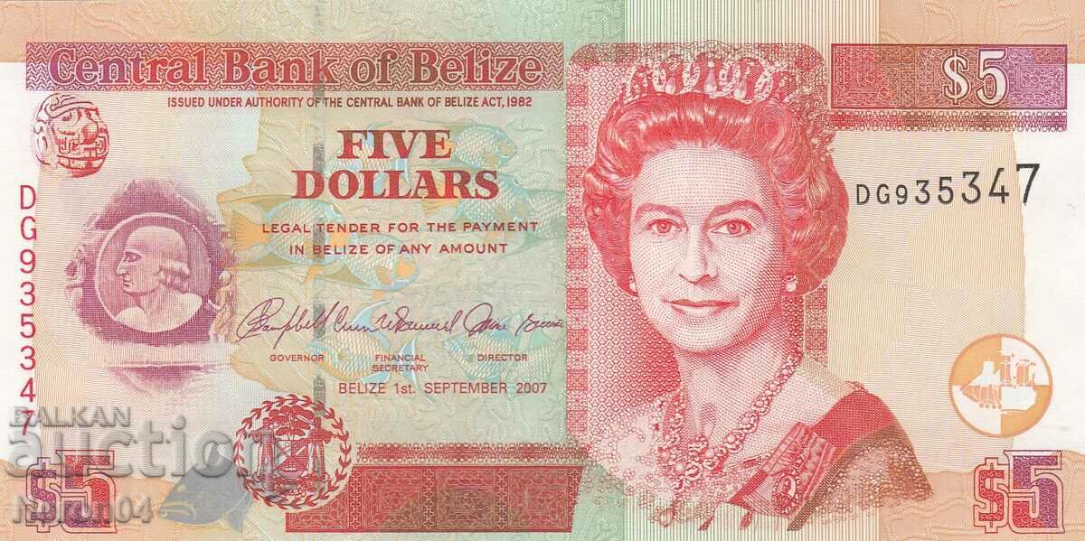 5 dollars 2007, Belize