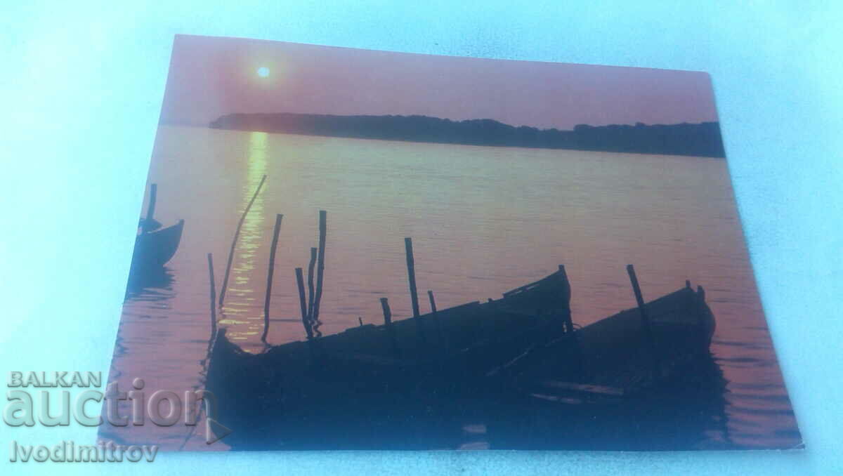 Postcard Tutrakan Sunset by the Danube 1980