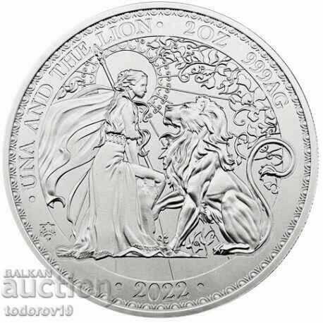 1 oz Argint Una și Leul - ost. Sf. Elena 2022