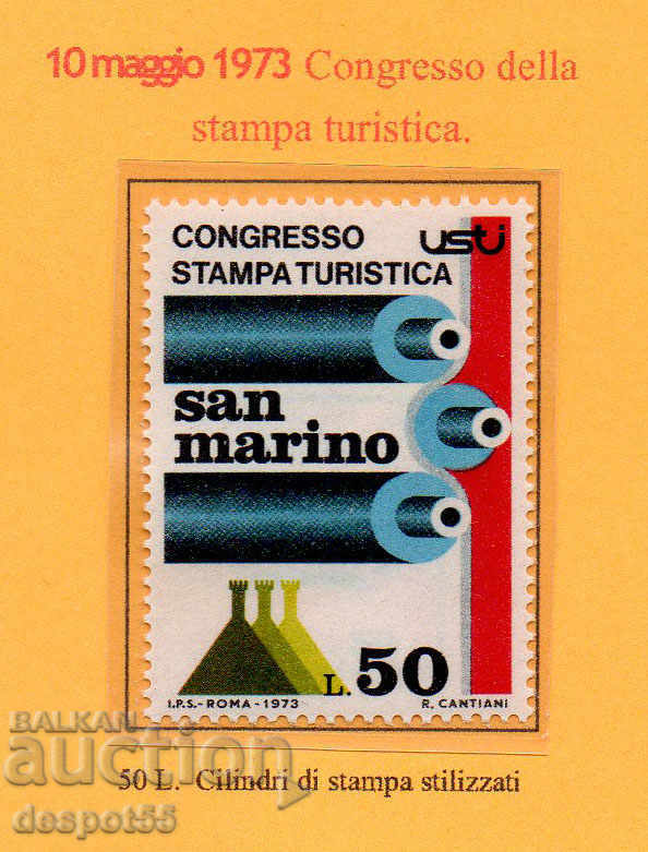 1973. San Marino. Congresul de presă, reflectând turismul.