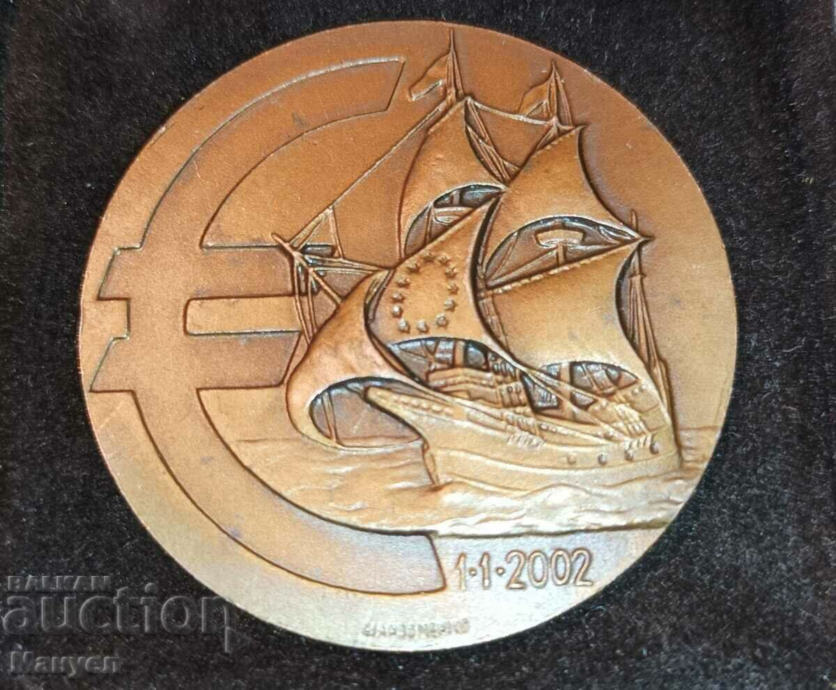 Plaque in a box on the occasion of the introduction of the euro in Europe. with price 24.00 BGN | € 12.27