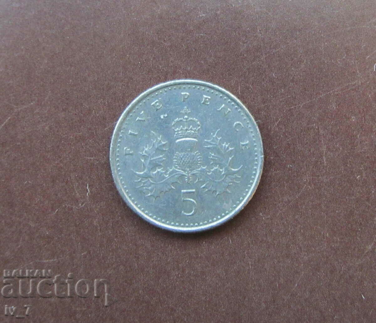 5 pence Marea Britanie 1990