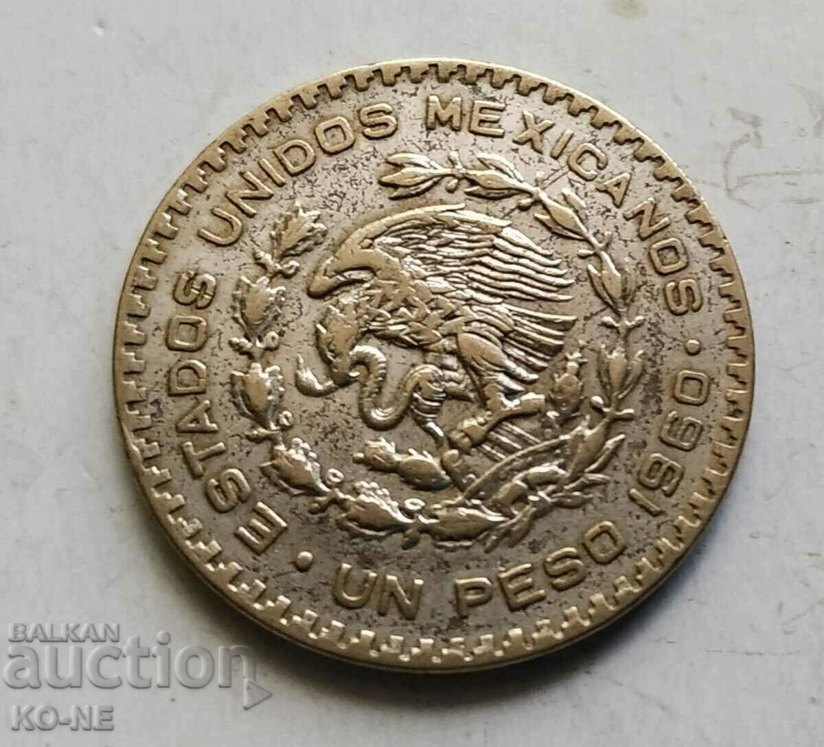 Auction Silver coin 1 peso Mexico 1960 Auction Silver coin 1 peso Mexico 1960
