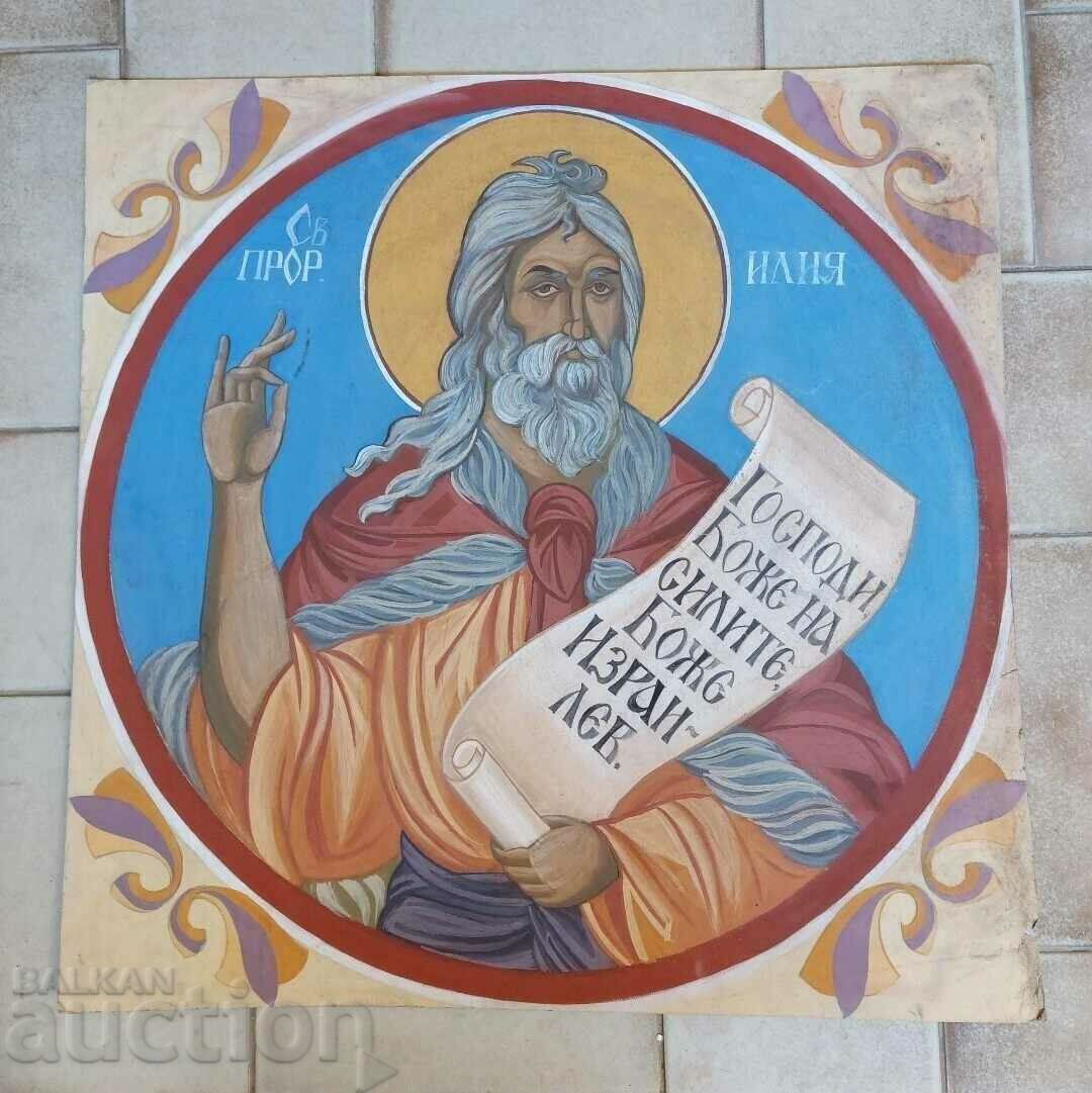 LARGE PAINTED ICON OF THE HOLY PROPHET ELIJAH THICK CARDBOARD