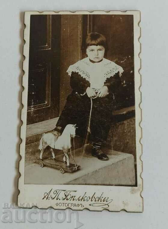 CHILD HORSE TOY PRINCIPAL OLD PHOTO PHOTOGRAPHY CARDBOARD CHILD HORSE TOY PRINCIPAL OLD PHOTO PHOTOGRAPHY CARDBOARD