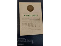 Certificat pentru setul de monede Georgi Dimitrov BNB1966 R !