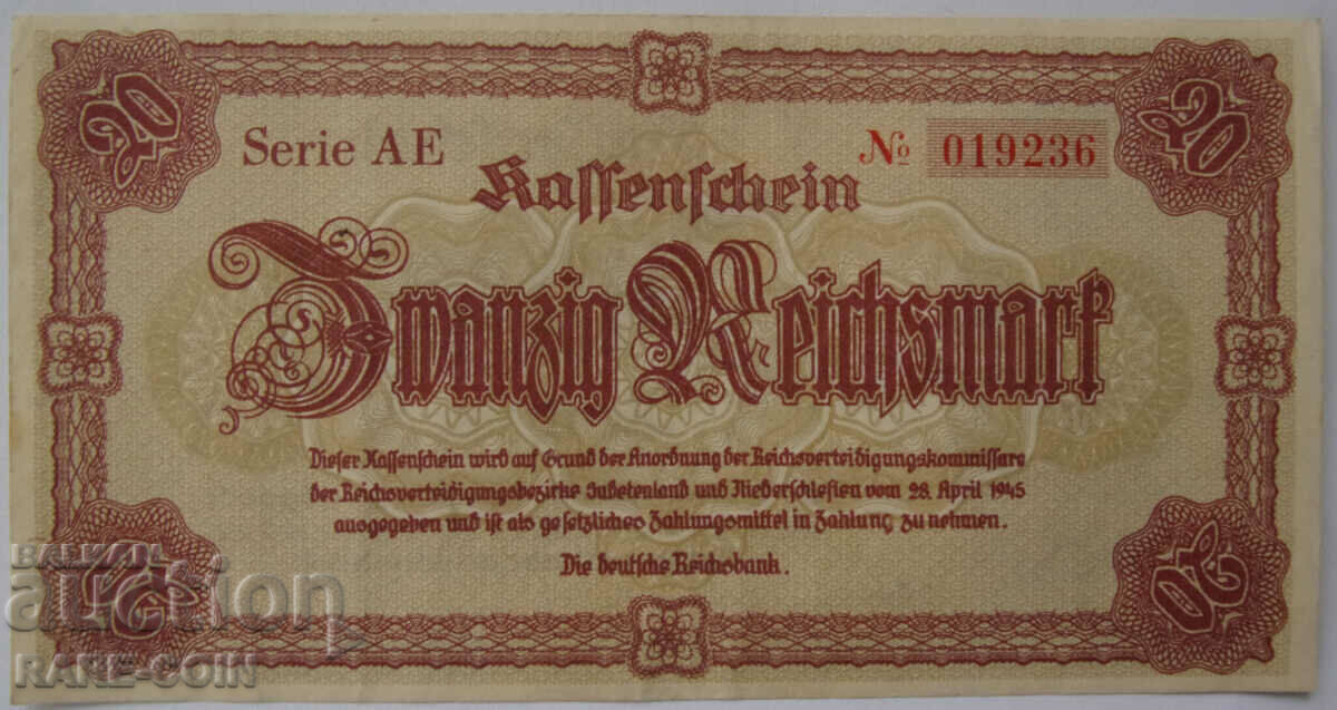 XIII (47) Germania III Reich 20 timbre 1945 XF+AU Foarte Rar
