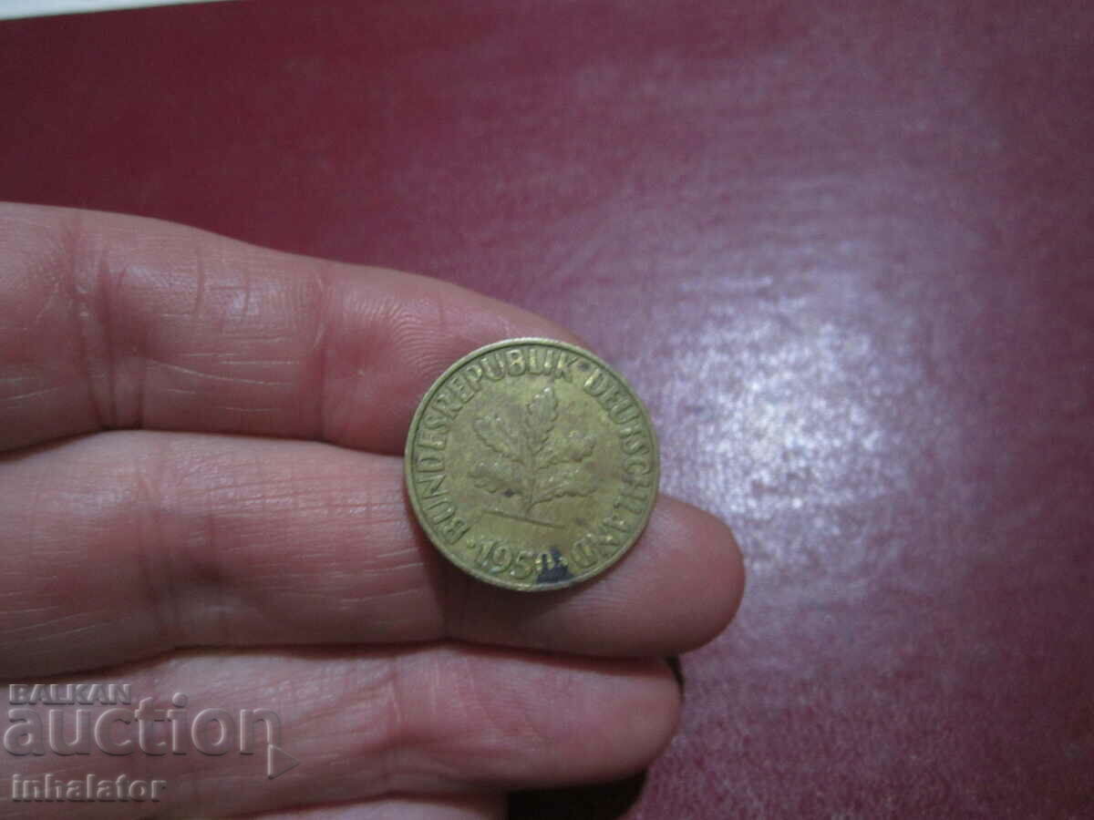 1950 anul 10 pfennig litera G