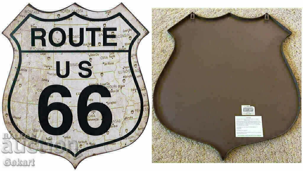 Metal Sign ROUTE 66 US MAP