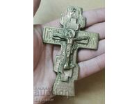 Cruce rusă din alamă veche Crucifix cu opt colțuri