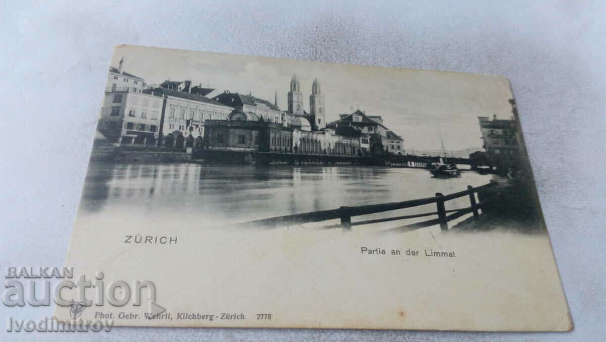 Postcard Zurich Partie an der Limmat 1913