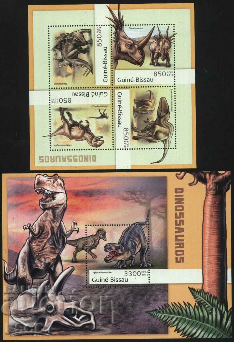 Чисти блокове Фауна Динозаври 2012 от Гвинея - Биссау