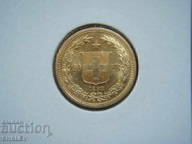 Аукцион 20 Francs 1883 Switzerland /20 франка Швейцария/2- AU(злато)