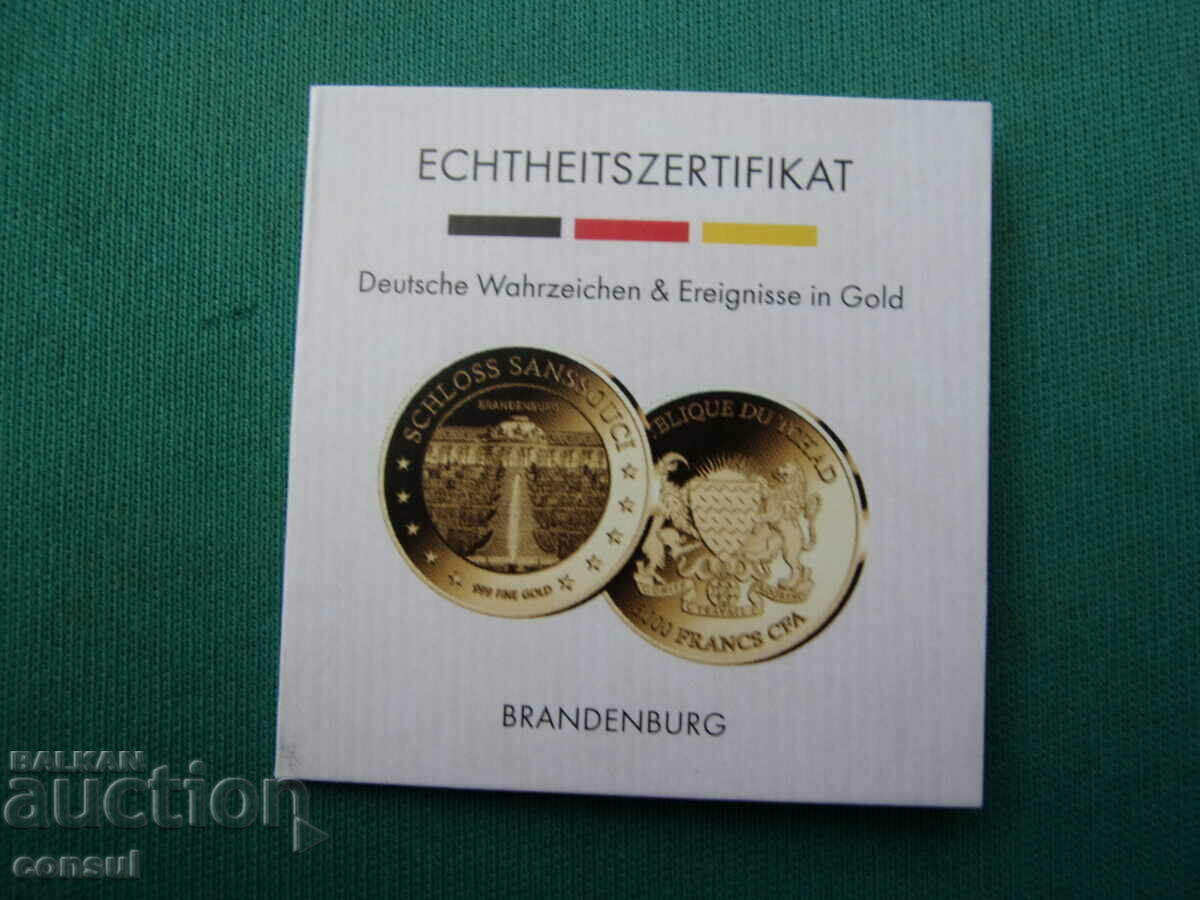 Ciad-3000 franc-aur-999 eșantion-certificat UNC PROOF Rar - 5