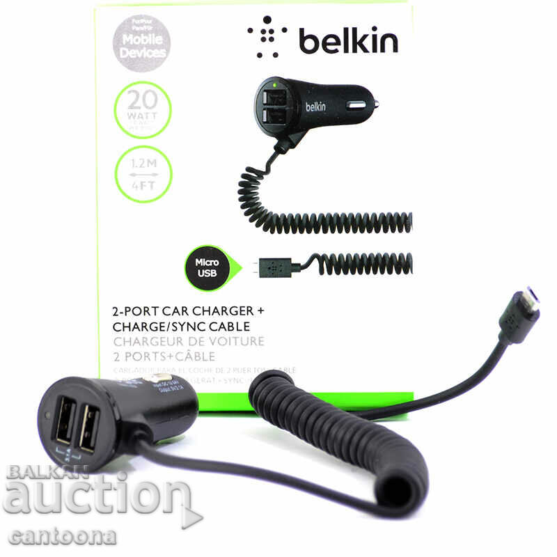 Incarcator auto Belkin micro USB cu 2 USB - 3.1 A - 12 /24V cu preț 9.98 BGN | € 5.10