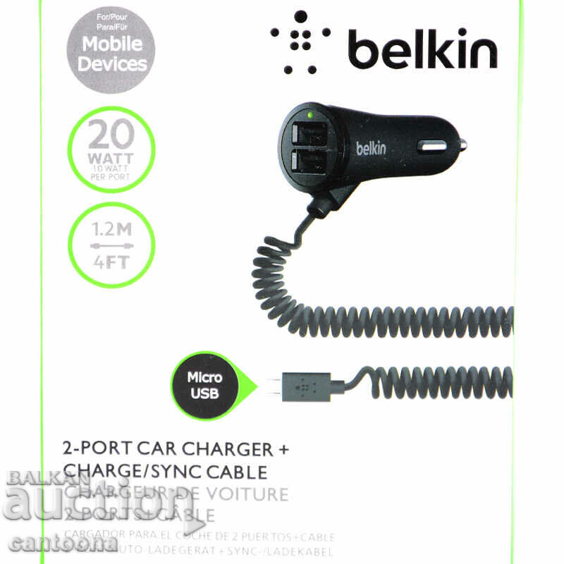 Belkin зарядно за кола micro USB с 2 USB - 3.1 А - 12 /24V