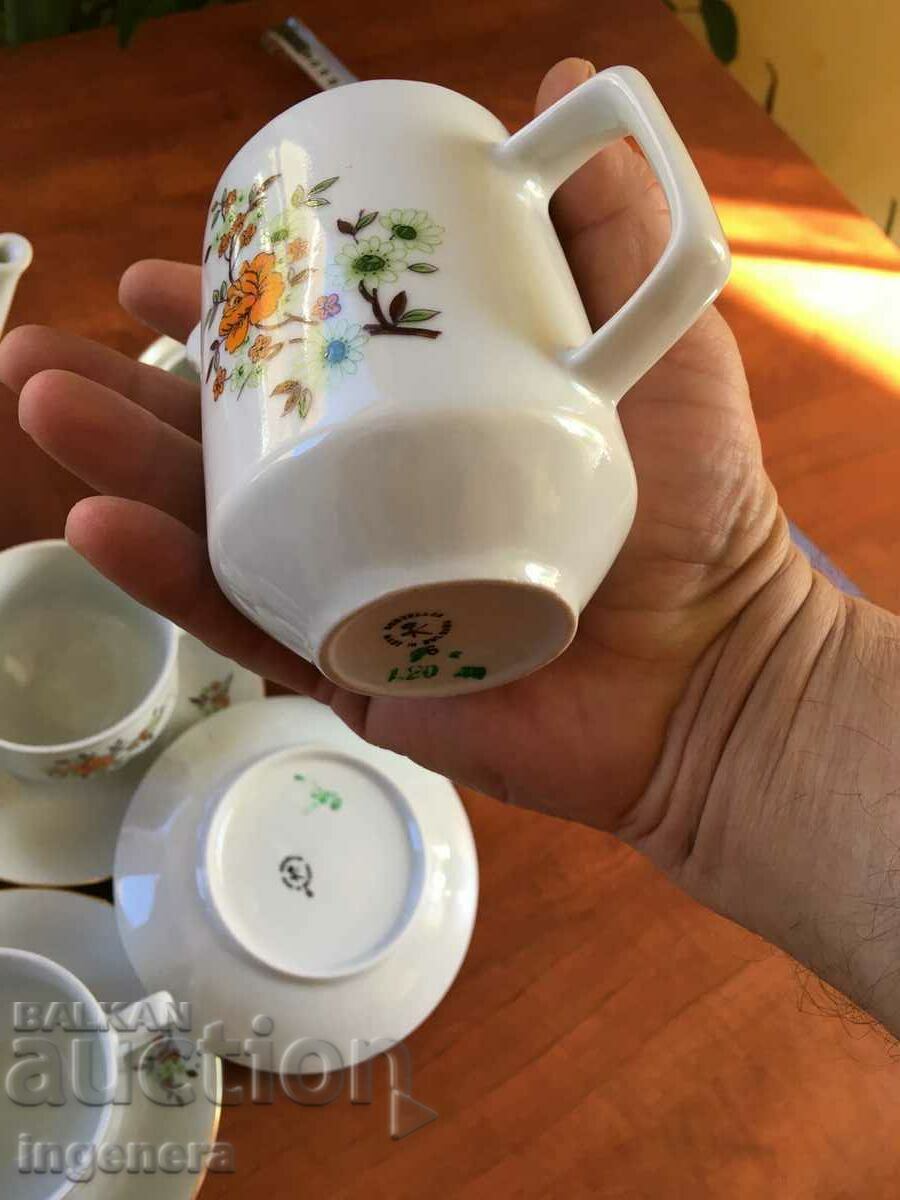 PORCELAIN COFFEE TEA SERVICE FROM SOCA BULGARIA - 5 PORCELAIN COFFEE TEA SERVICE FROM SOCA BULGARIA - 5