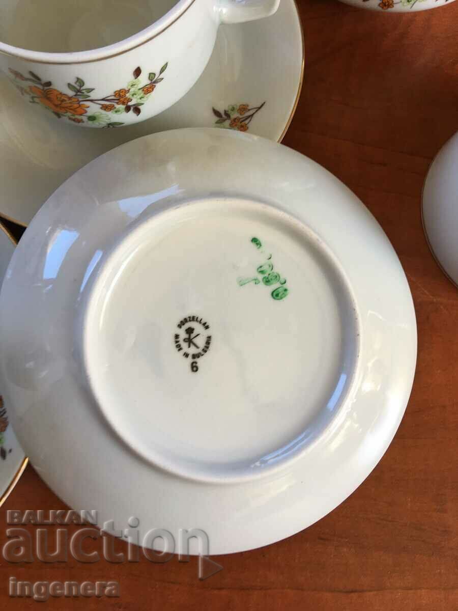 PORCELAIN COFFEE TEA SERVICE FROM SOCA BULGARIA - 7 PORCELAIN COFFEE TEA SERVICE FROM SOCA BULGARIA - 7