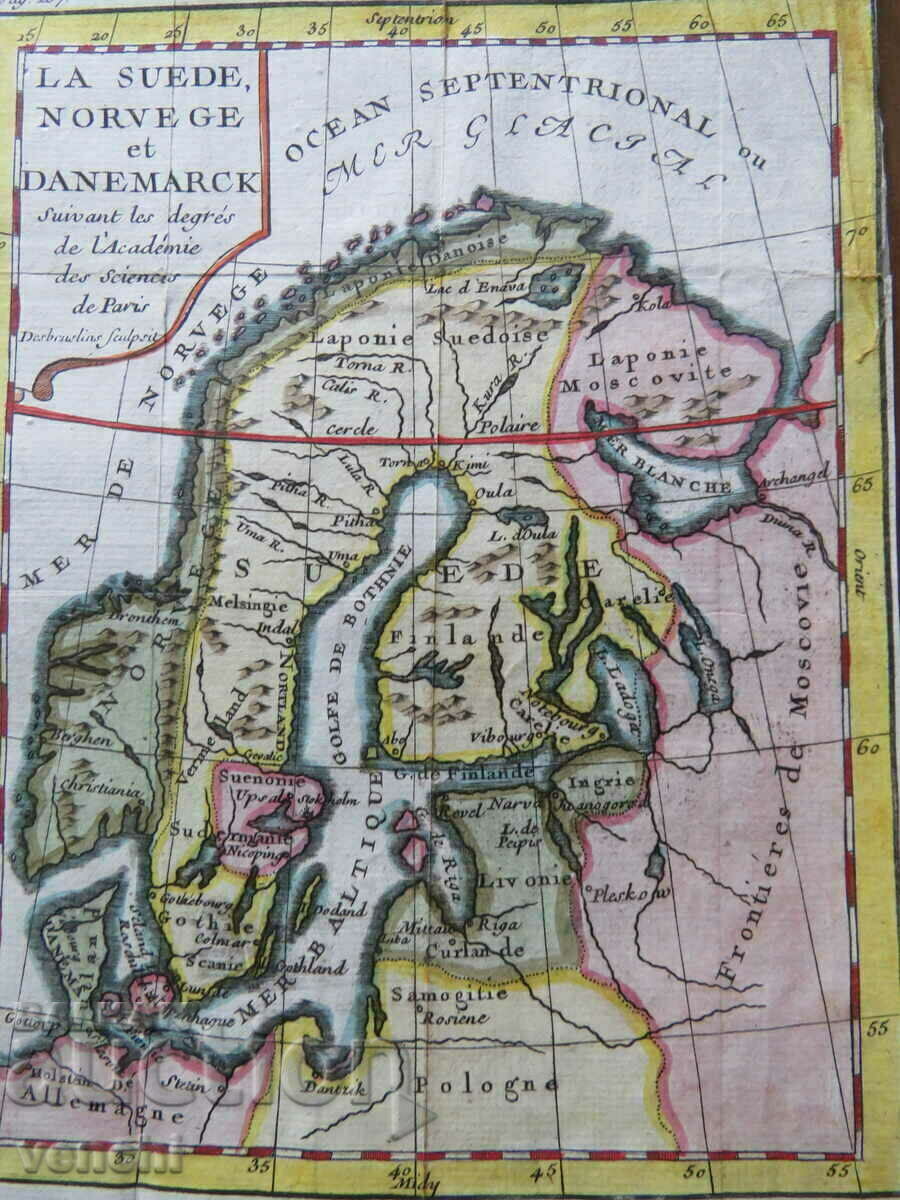 1739 - Карта на Швеция Норвегия и Дания = Клод Буфие +