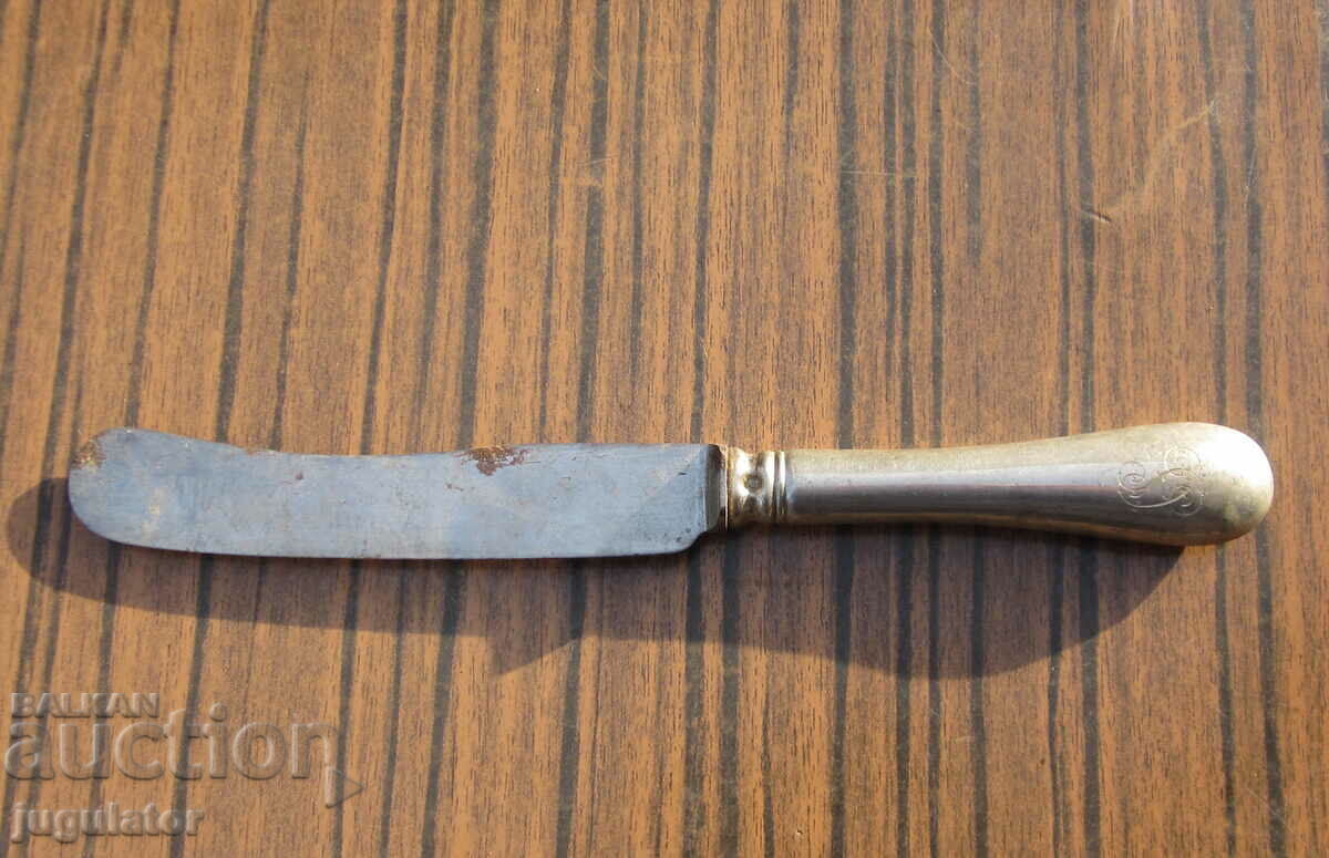antique dining knife with silver handle marked with price 25.00 BGN | € 12.78 antique dining knife with silver handle marked with price 25.00 BGN | € 12.78
