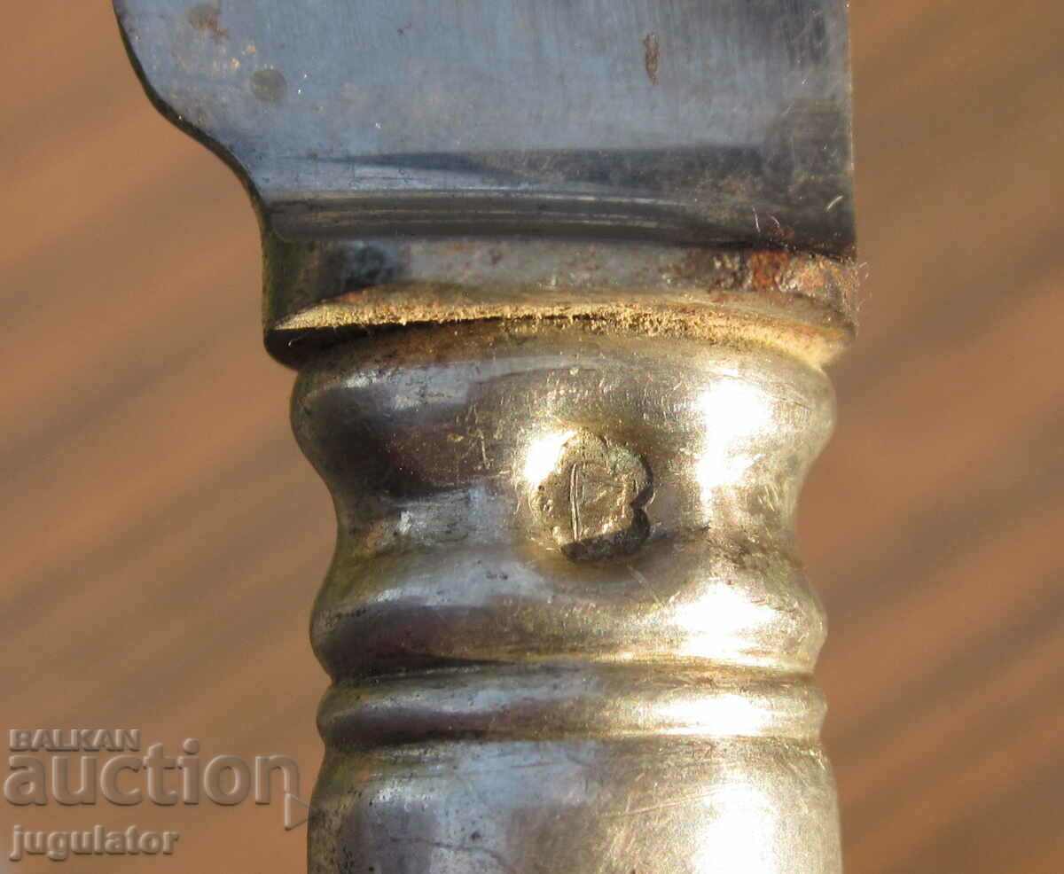 antique dining knife with silver handle marked - 6 antique dining knife with silver handle marked - 6