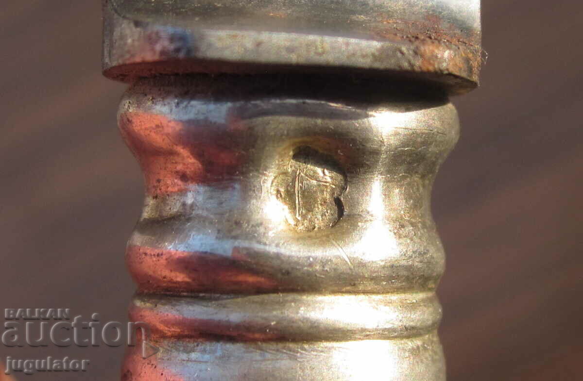 antique dining knife with silver handle marked - 7 antique dining knife with silver handle marked - 7