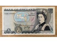 England 5 pounds 1971, first signature, AUNC