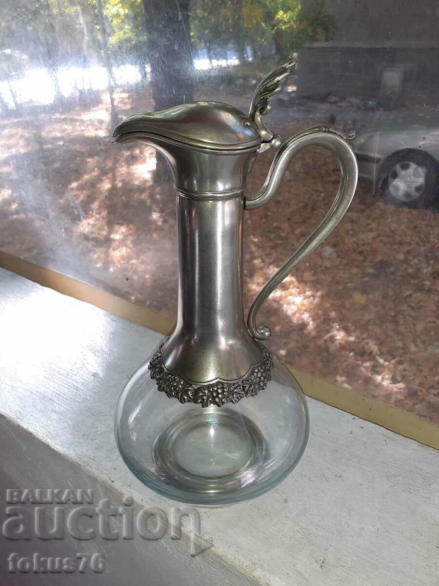 Auction Old antique jug glass metal seal Auction Old antique jug glass metal seal