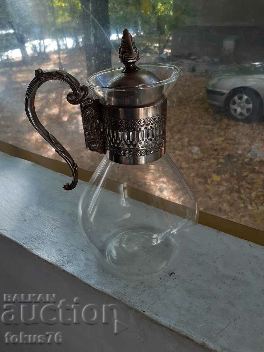 Old antique jug glass metal