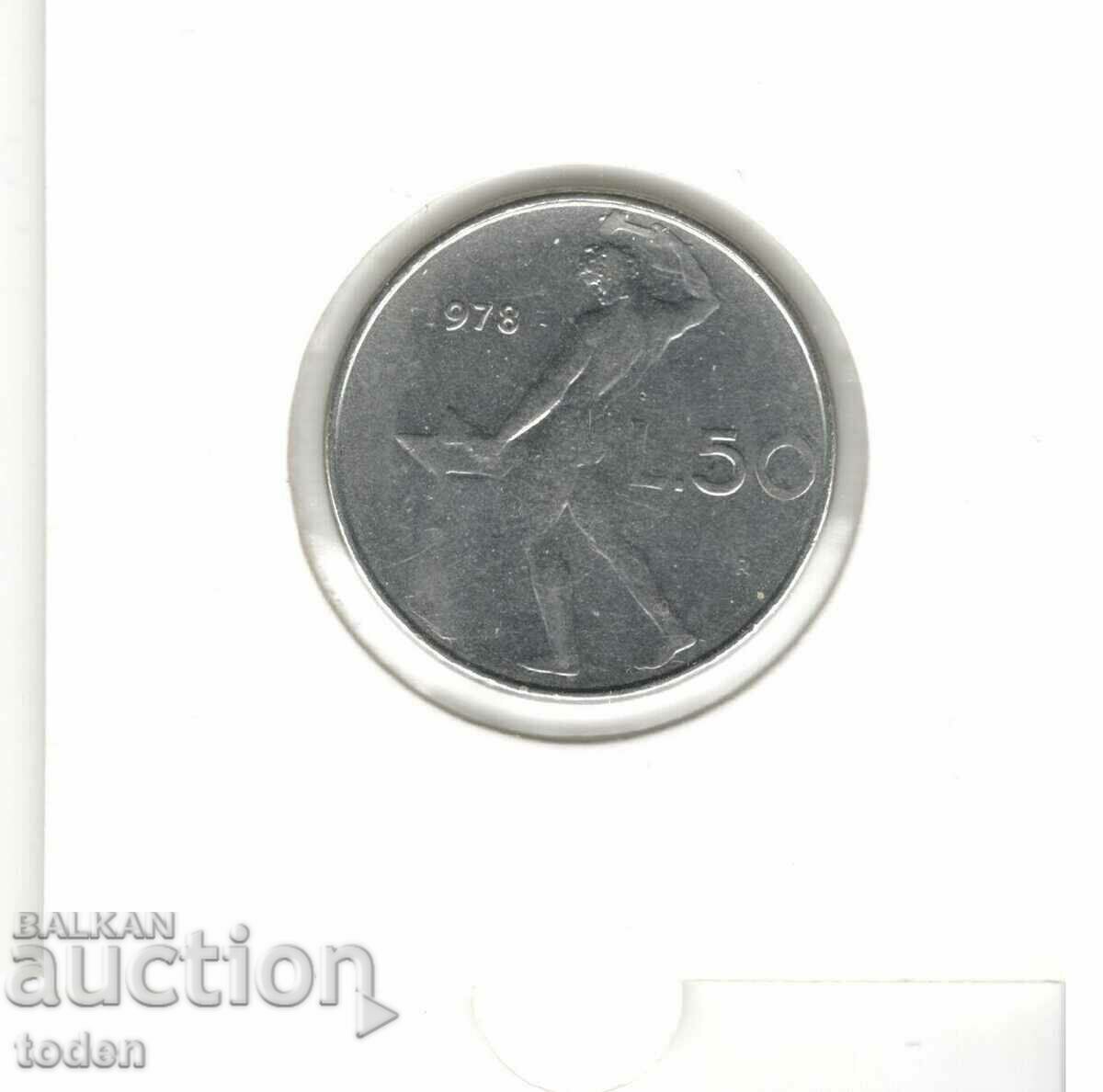 Auction Italy-50 Lire-1978 R-KM# 95.1-large type Auction Italy-50 Lire-1978 R-KM# 95.1-large type