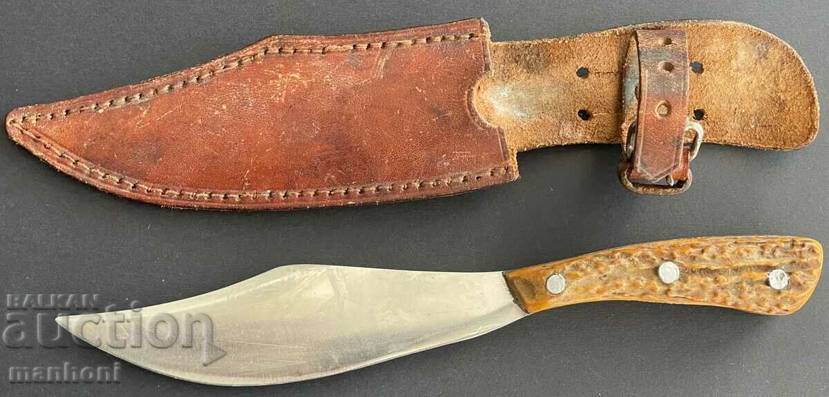 Auction 5233 Bulgaria hunting knife handle bone leather kaniya 60s. Auction 5233 Bulgaria hunting knife handle bone leather kaniya 60s.