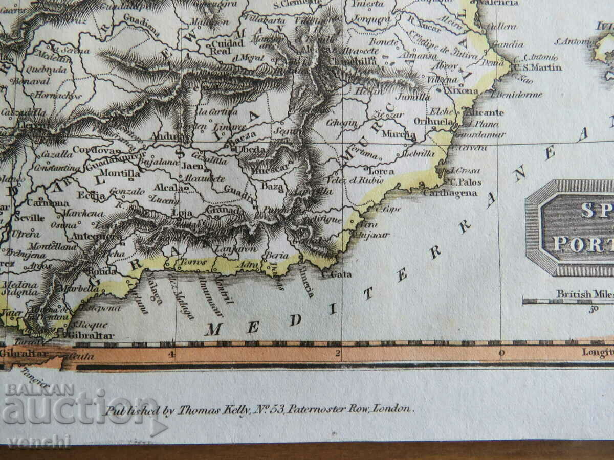 1815 - Map of Spain = Thomas Kelly + with price 99.99 BGN | € 51.12