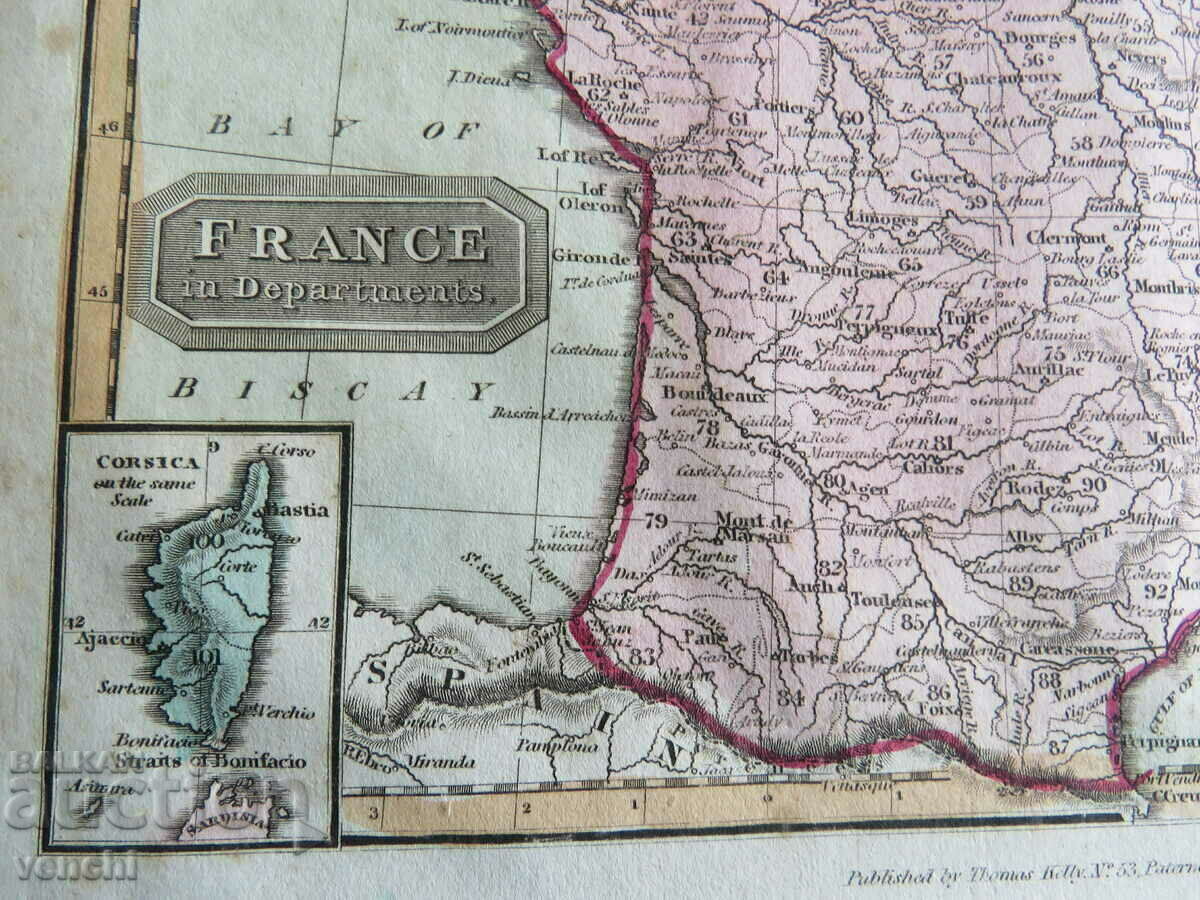 Auction  1815 - Map of France = Thomas Kelly +