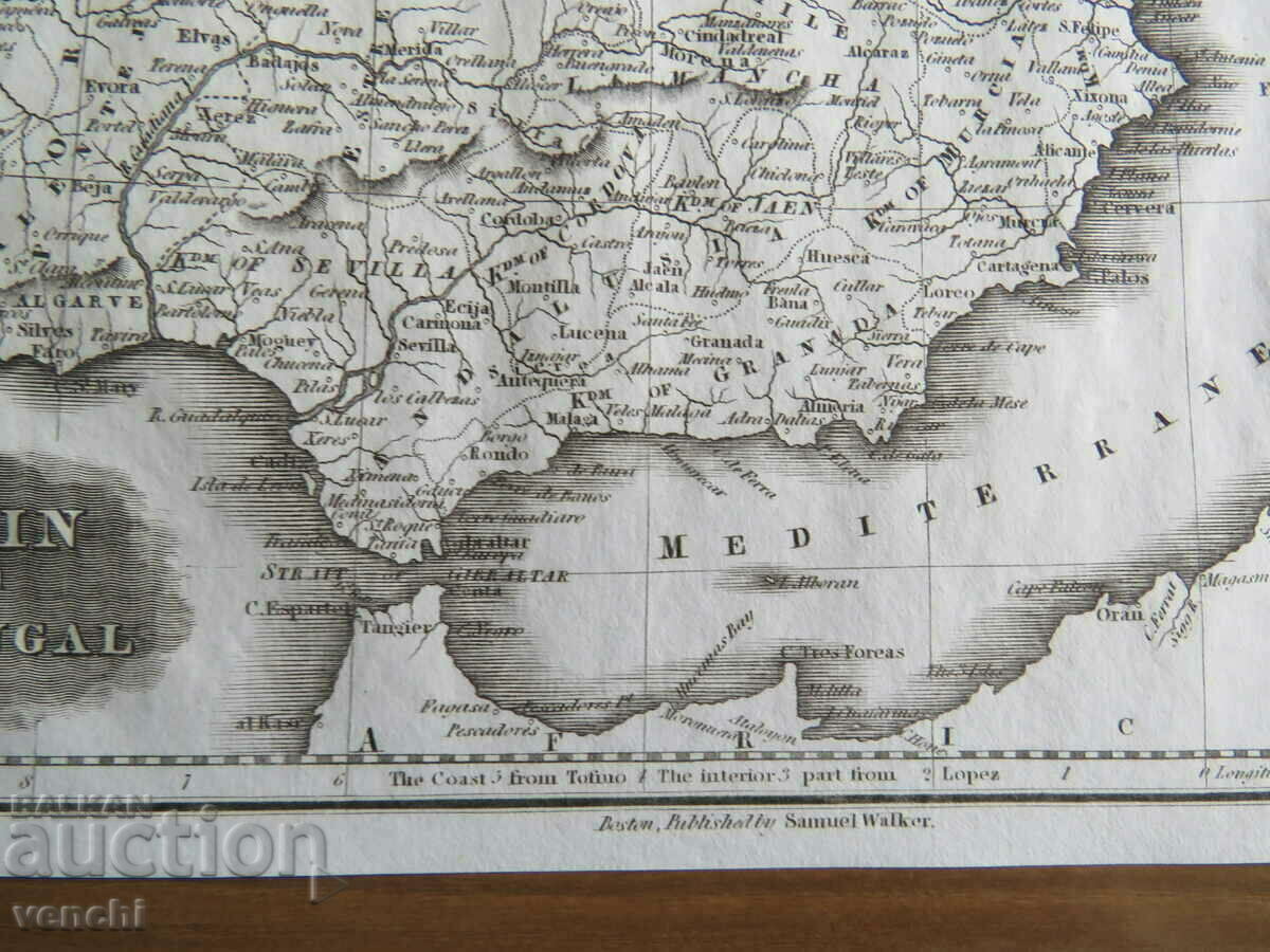 1834 - Map of Spain = Samuel Walker + with price 49.99 BGN | € 25.56 1834 - Map of Spain = Samuel Walker + with price 49.99 BGN | € 25.56