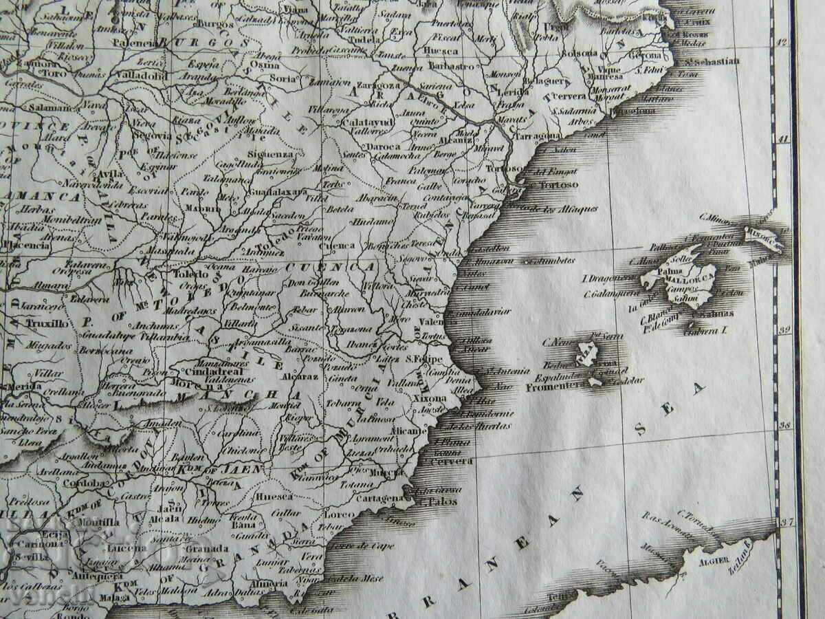 Licitație 1834 - Harta Spaniei = Samuel Walker +
