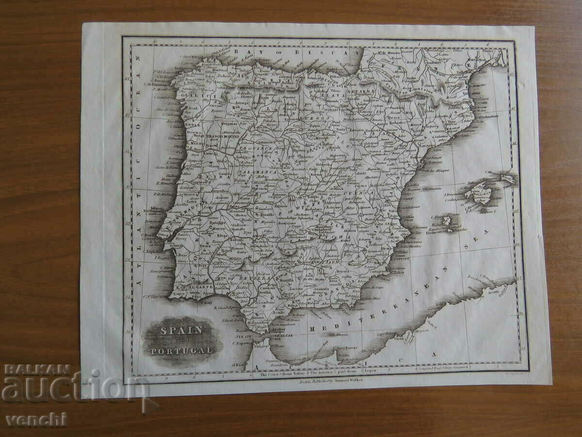 1834 - Карта на Испания = Samuel Walker +