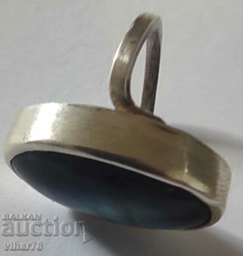 SOLID SILVER RING WITH SPECTROLYTE - 5 SOLID SILVER RING WITH SPECTROLYTE - 5