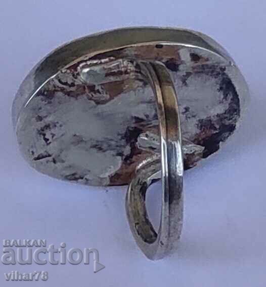 SOLID SILVER RING WITH SPECTROLYTE - 7 SOLID SILVER RING WITH SPECTROLYTE - 7