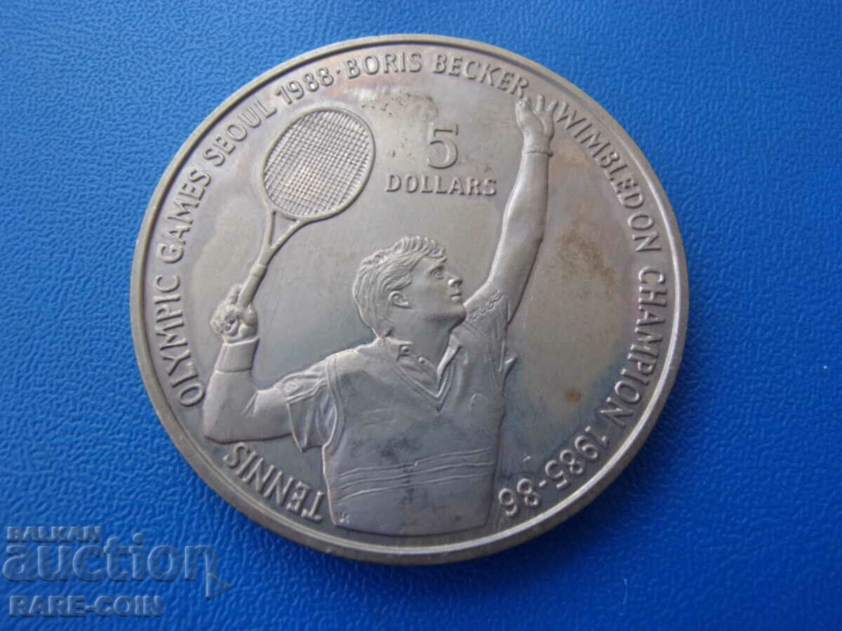RS(47) Newe Island - 5 dollars 1987- Olympiad-rare coin.BZC