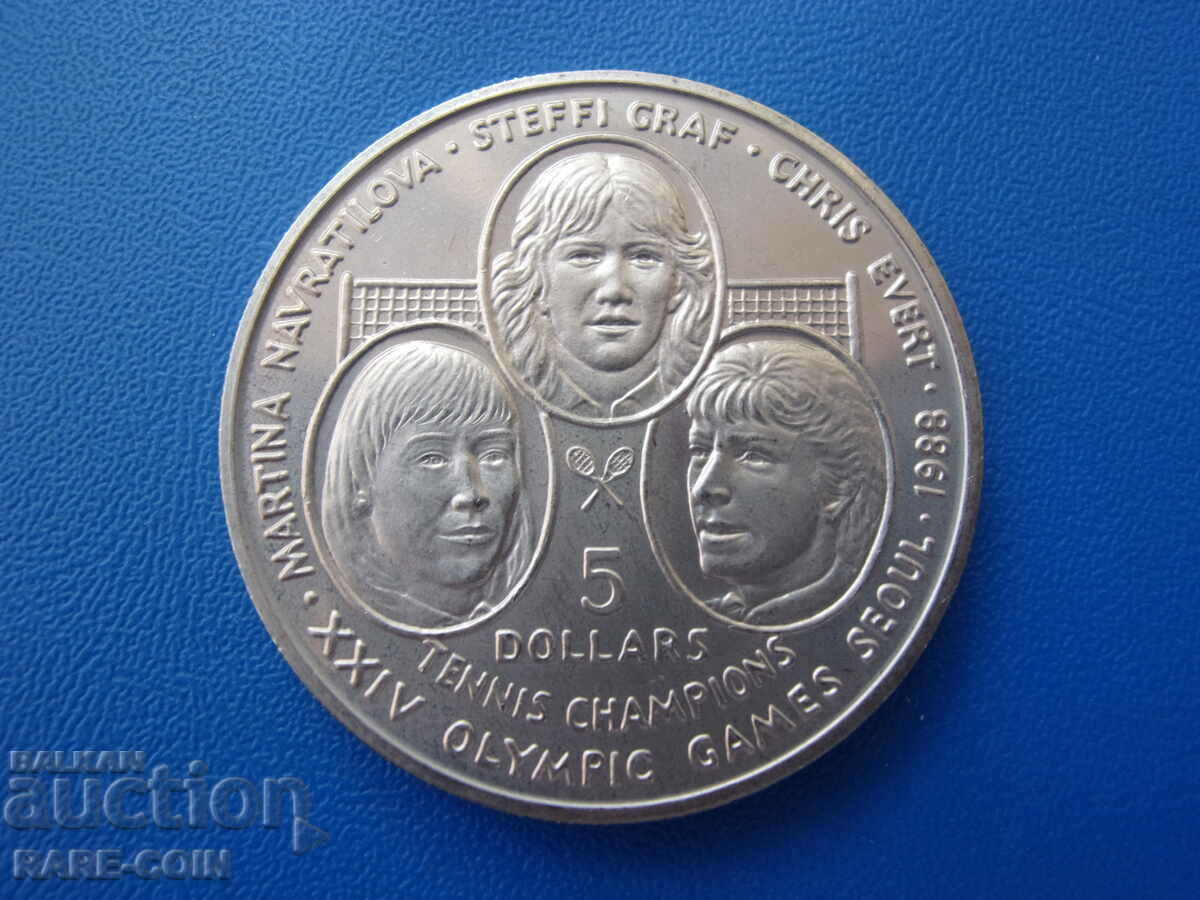 RS(47) Newe Island - 5 dollars 1988- Olympiad-rare coin.BZC